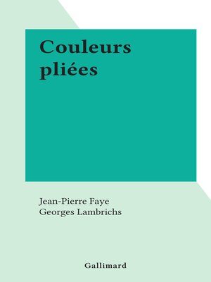 cover image of Couleurs pliées